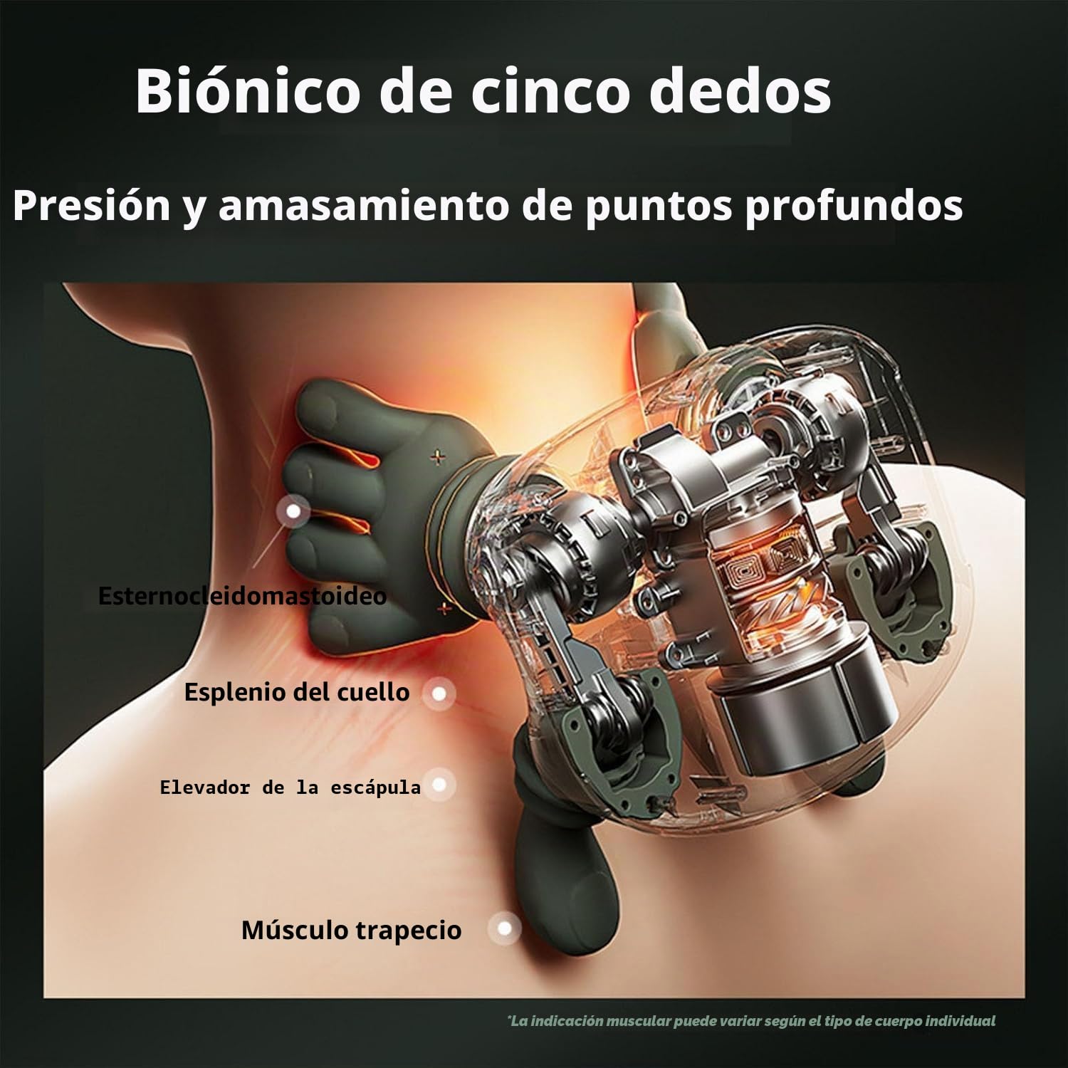 Siasoo Original 4D Masajeador térmico biónico, masajeador Shiatsu portátil inalámbrico para el cuello y la espalda, masaje eléctrico de tejidos profundos 4D, diseño simulado de mano humana