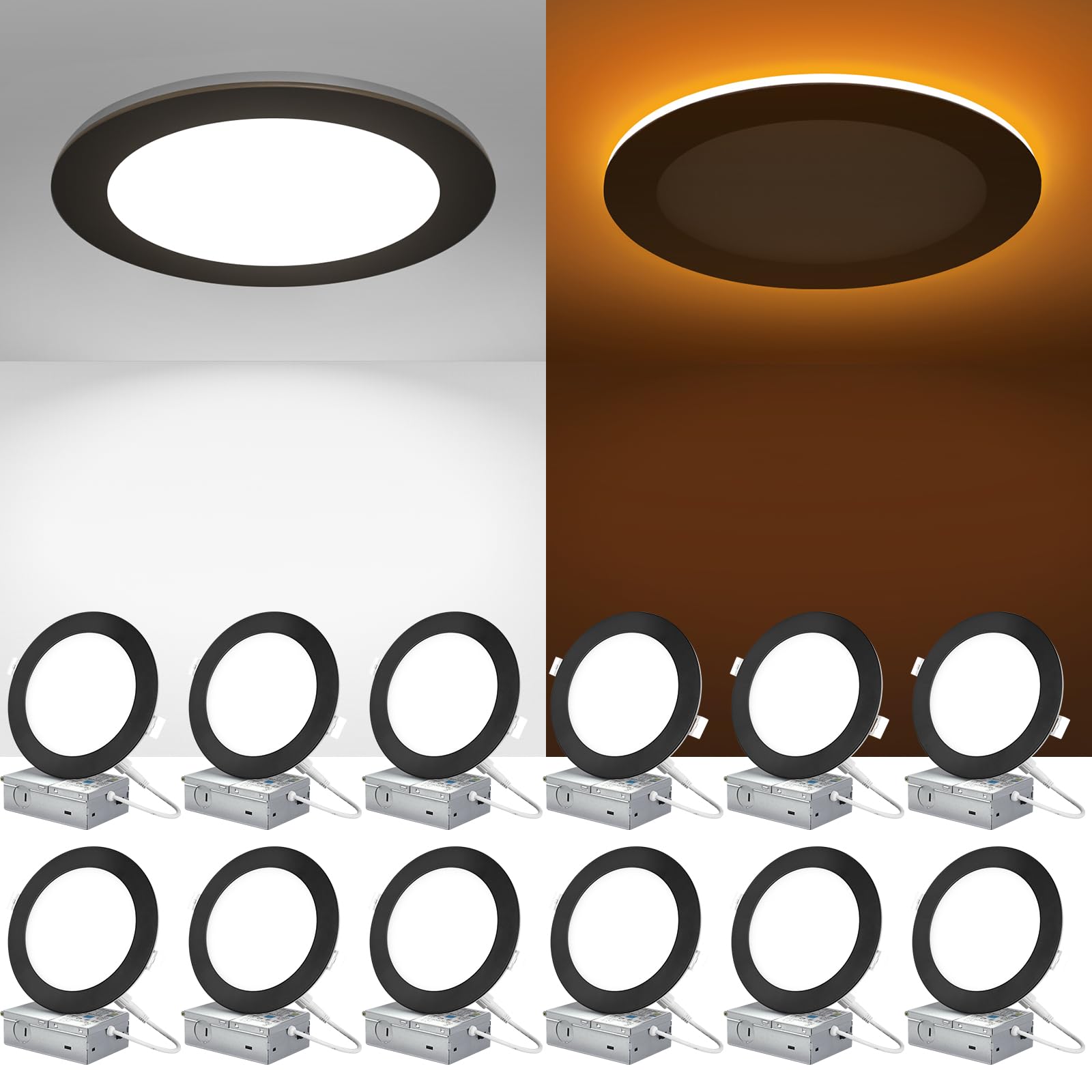 Photo 1 of ZYC 6-inch LED Recessed Lighting 12-Pack, 5CCT Selectable, Dimmable