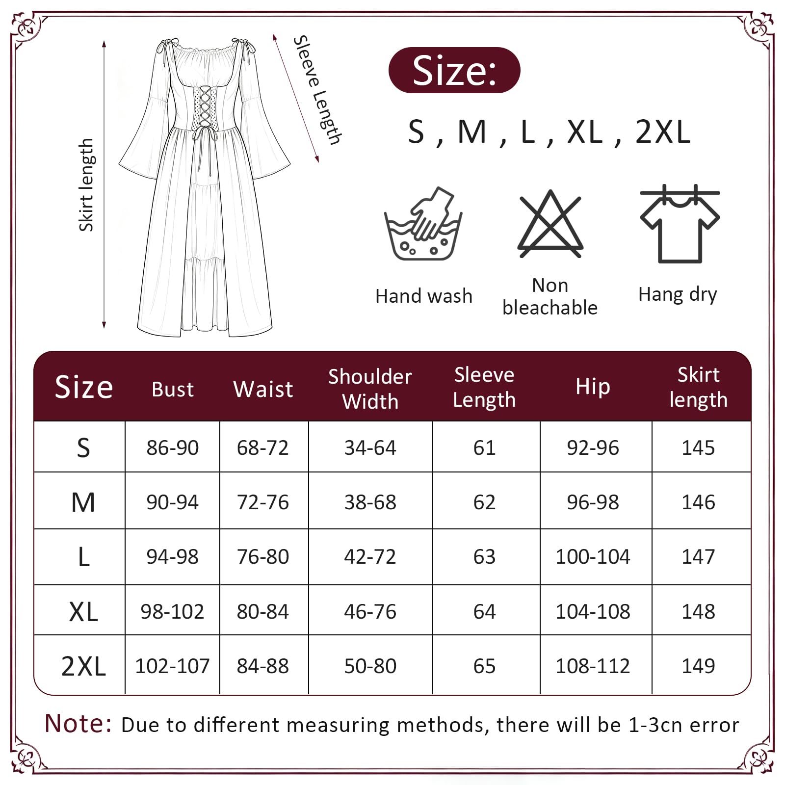 Vestito da donna rinascimentale vittoriano, maxi abito medievale con maniche a tromba, costume da principessa gotico, costume da regina per feste, carnevale e cosplay