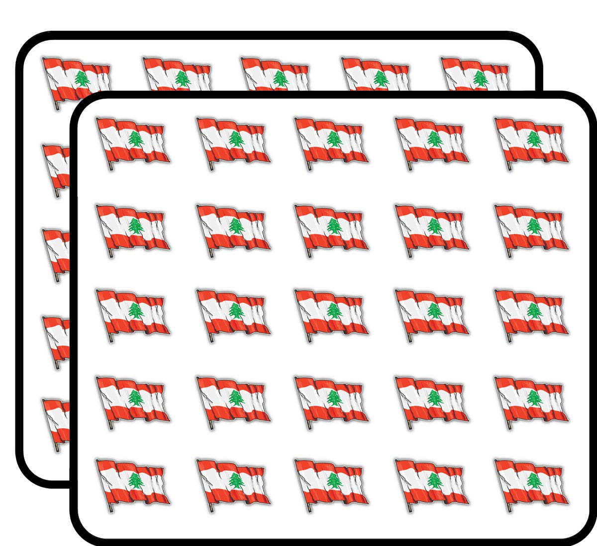 Lebanon Flag Sketch Decorative Scrapbooking Sticker Waterproof Vinyl Stickers for Water Bottle, Laptop & Phone Case – 50 Pack