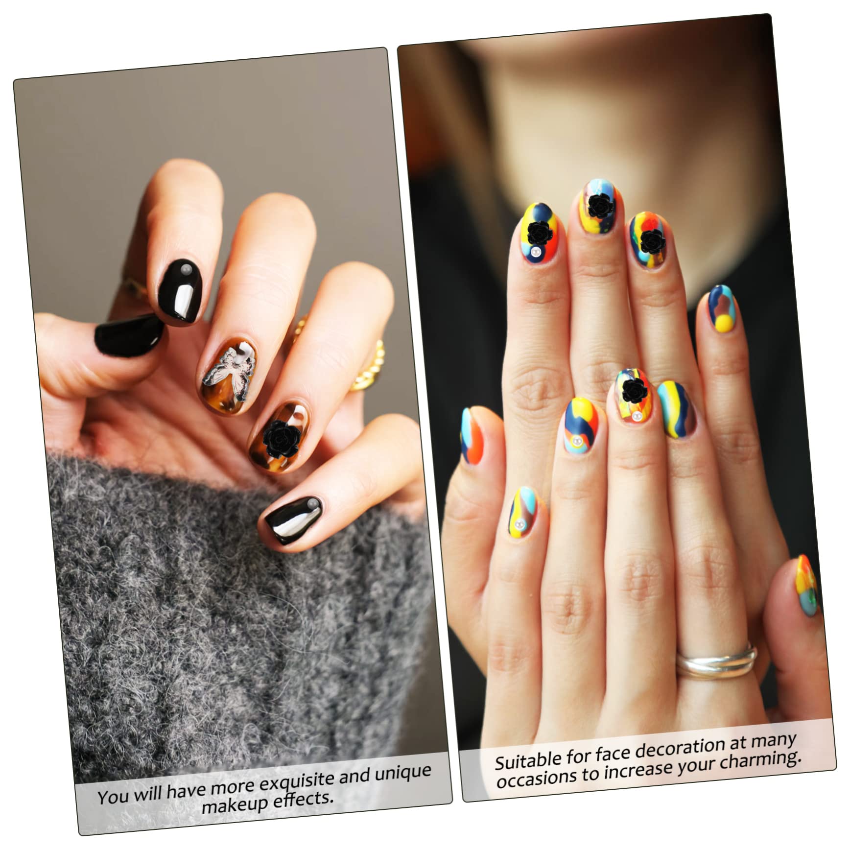 SHERCHPRY 5 Set Shinestone Di Nera Strass Ciondoli Per Unghie Decorazioni Unghie Shinestones Di Nail Art Gemme E Gioielli Incantesimi Unghie Di Rinestone Di Fiori Resina 4 Scatole*5