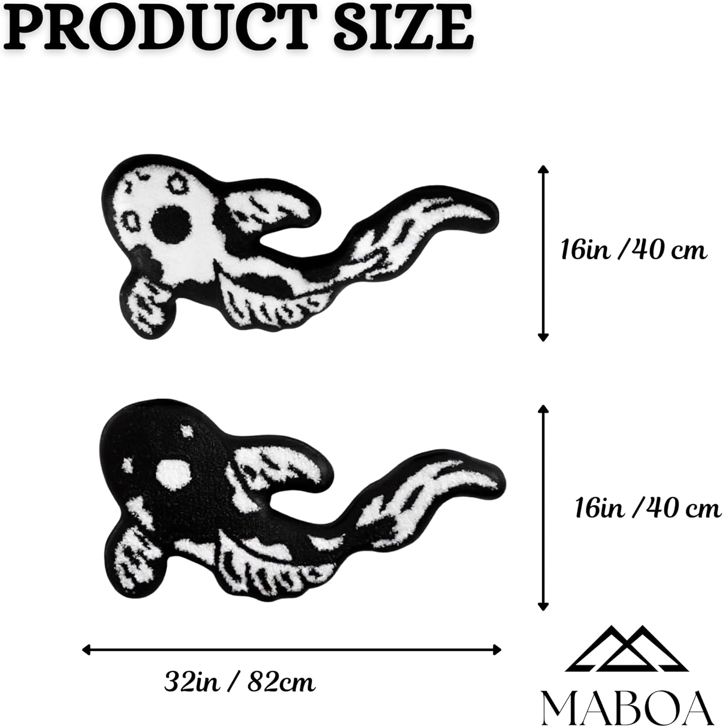 Koi Fish Rug Set of 2 (32x16) – Tufted Black Rug for Living Room, Japanese Decor Carp Design, Soft Japanese Area Rug for Home, Unique Koi Fish Decor Accent Mats
