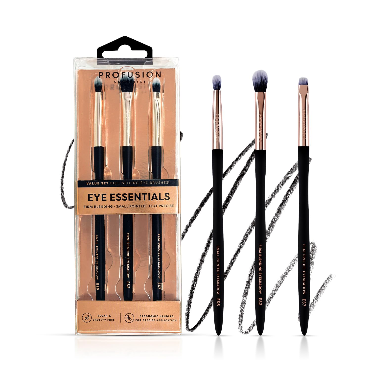 Profusion Cosmetics Brush Set Eye Essential 3 PC