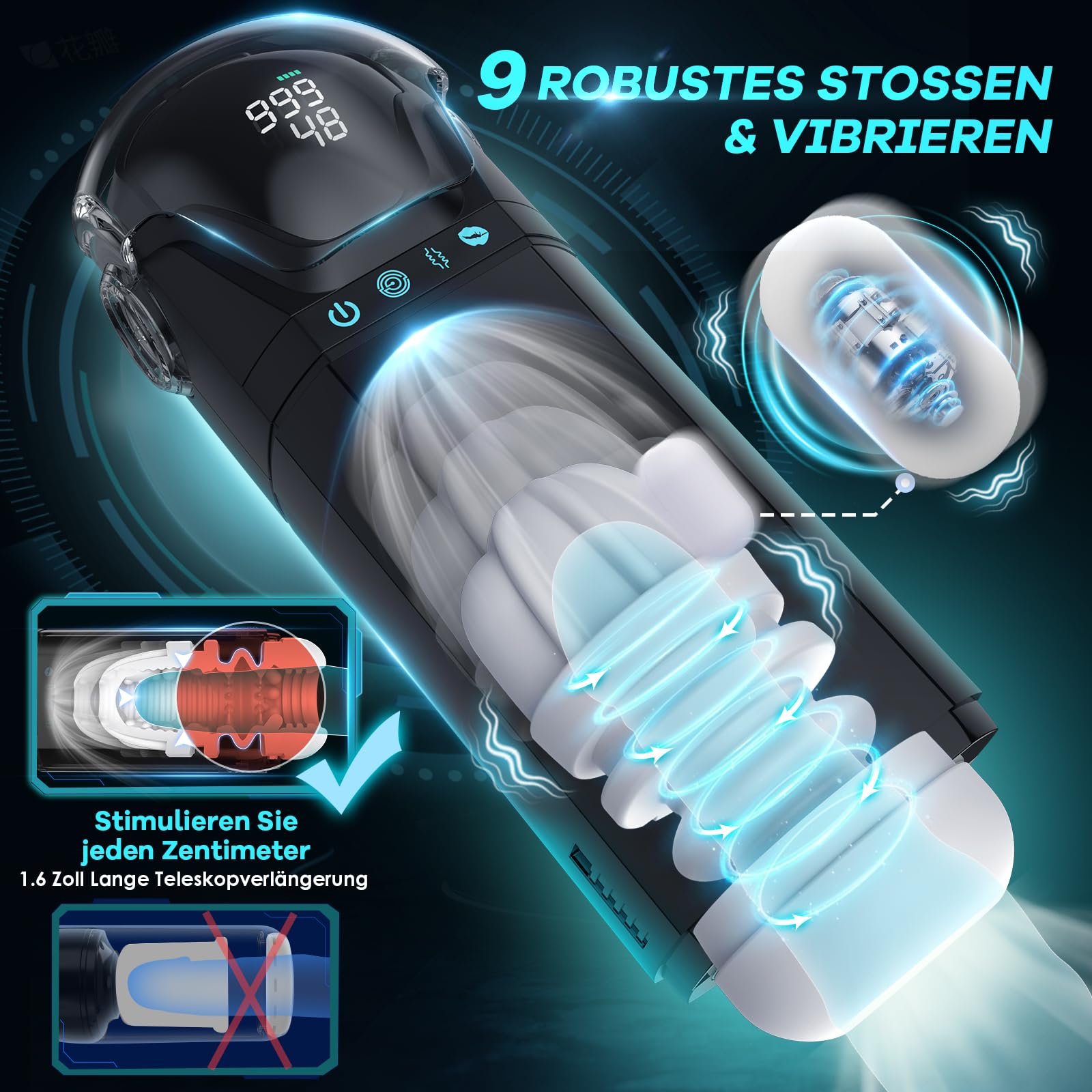 PRONFANS Sextoysys Uomo Masturbatore, 9 Succhiate & Spinte & Vibratore 3D Vagina Masturbatore Uomo Sex Toys, APP Controllati Sex Toy Masturvatore per Uomo, Sexytoysys Coppia Vibratoreper