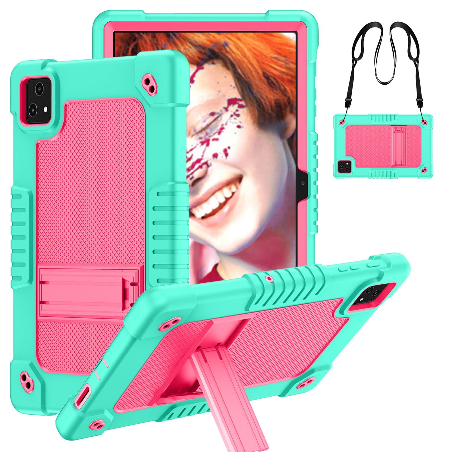 Hoibon for Revvl Tab 5G Tablet Case,Case for T-Mobile Revvl Tab 5G 2023 Tablet Heavy Duty Shockproof Kids Protective Case with Stand Shoulder Strap