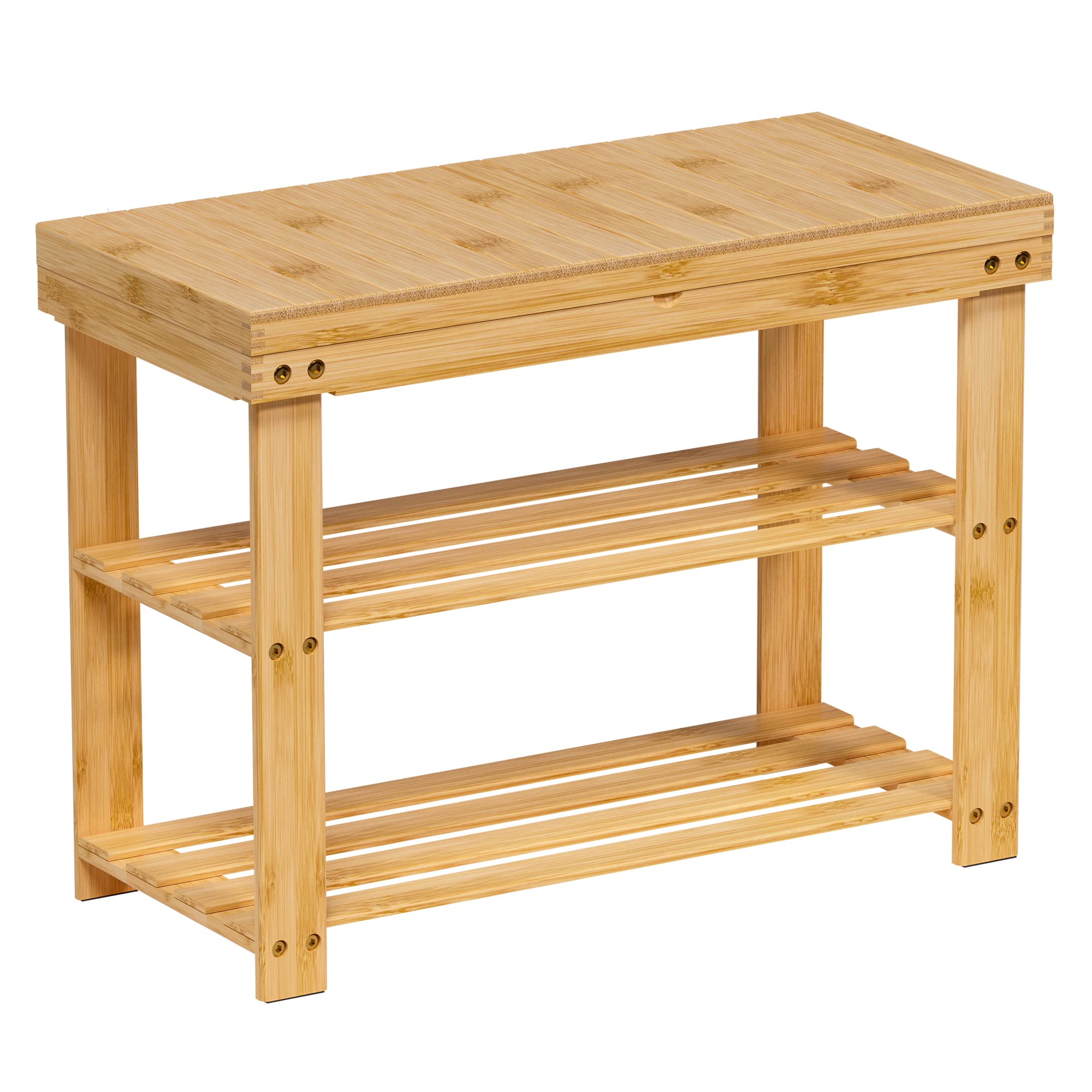 Amazon.com: Zhuoyue Bamboo Shoe Rack Wood Bench with Storage Shelf