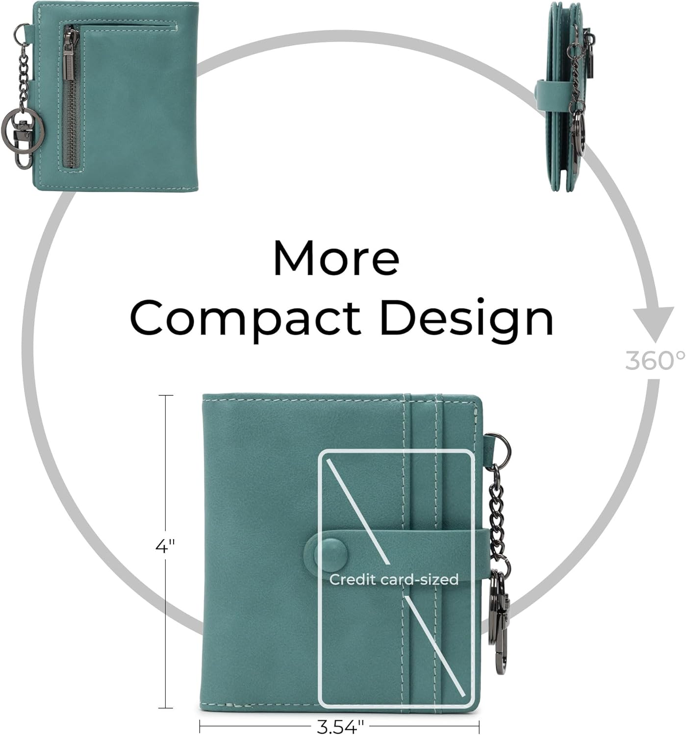 Alldaily Slim Keychain Wallet for Women, RFID Blocking Small Bifold Travel Credit Card Holder (Purist Blue) - Image 3