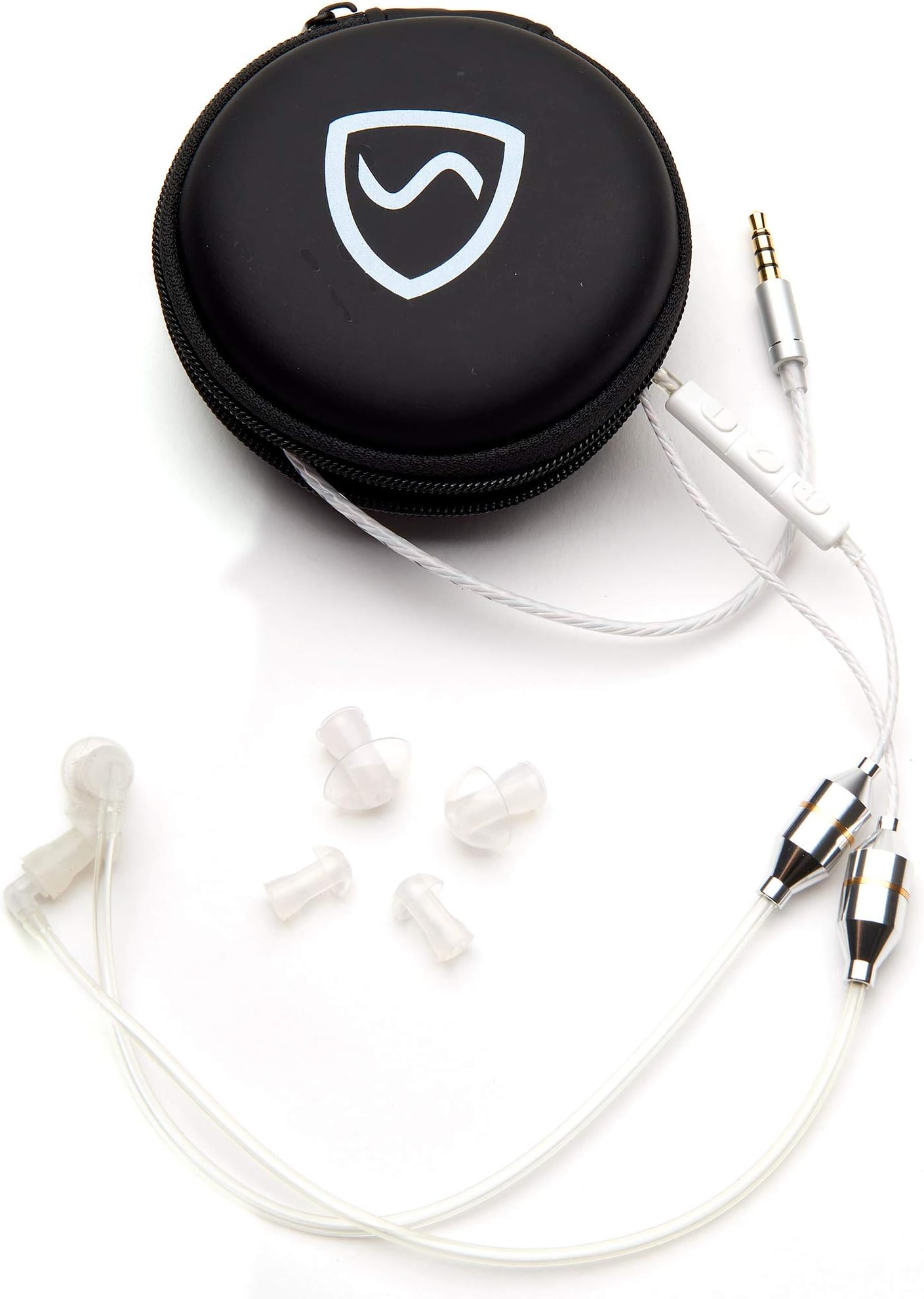 Shield Your Body Air Tube Headset, Stereo Earbuds with Microphone and Case, Wired