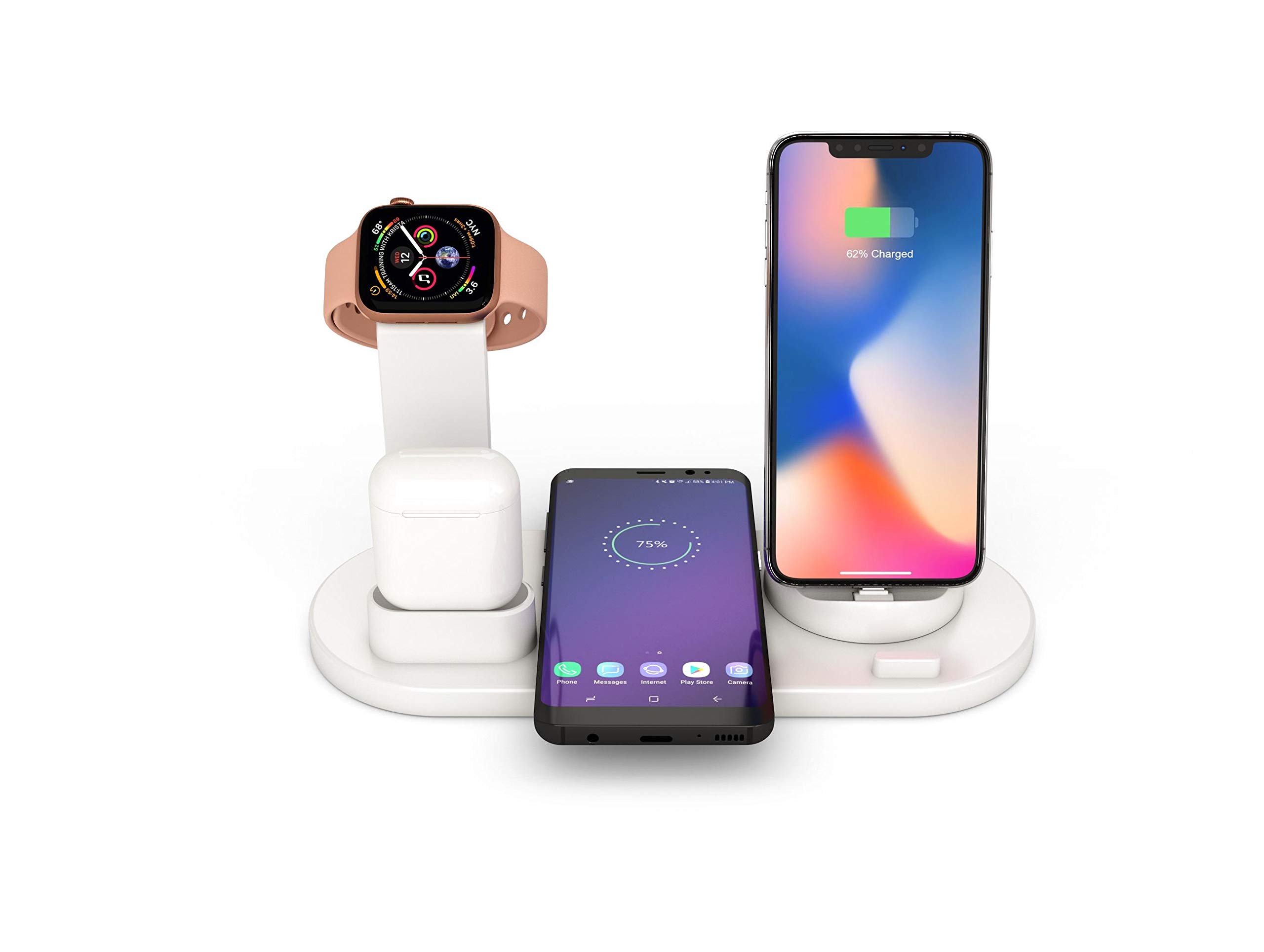 Litvibes Wireless Charging Station 4 in 1,Charger 3A Rotatable Stand Dock For Micro USB & Type-C phones,Multi-Function Stand compatible for Iphones,Watch Stand To Which Attach Your Smart Watch Charger (B08WJ8KS6G) Amazon Price History, Amazon Price Tracker