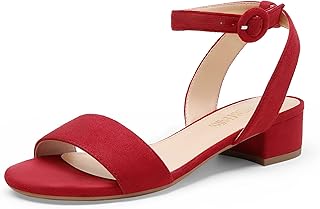 Sandalia de Vestir para Mujer con Tacón Ancho Zapatos de Tacón Clásicos de Punta Redonda con Hebillas y Tiras Verano