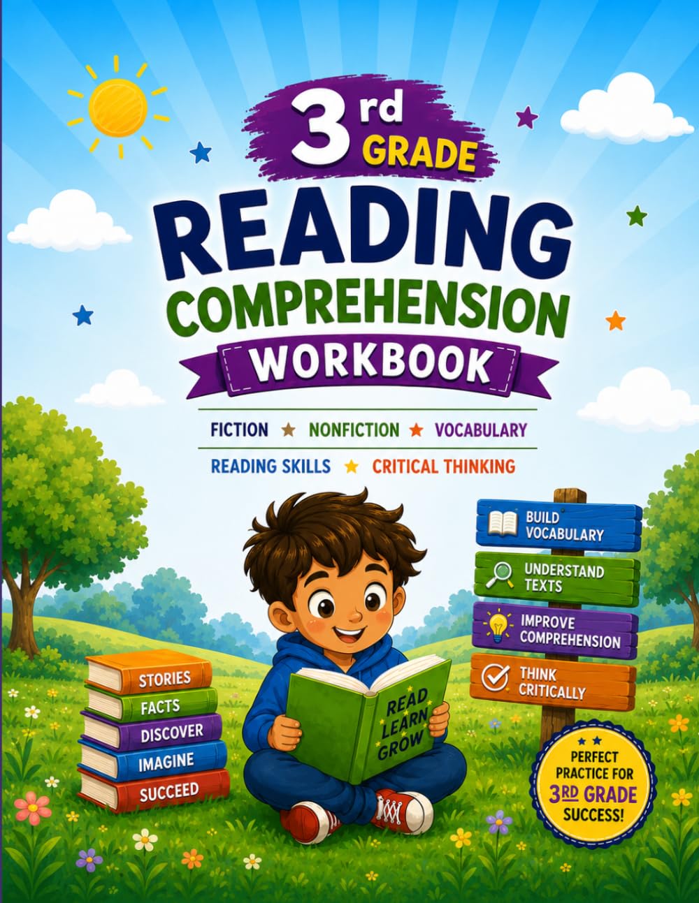 3rd Grade Reading Comprehension Workbook: Reading Practice with Fiction, Nonfiction, Vocabulary & Reading Skills Activities