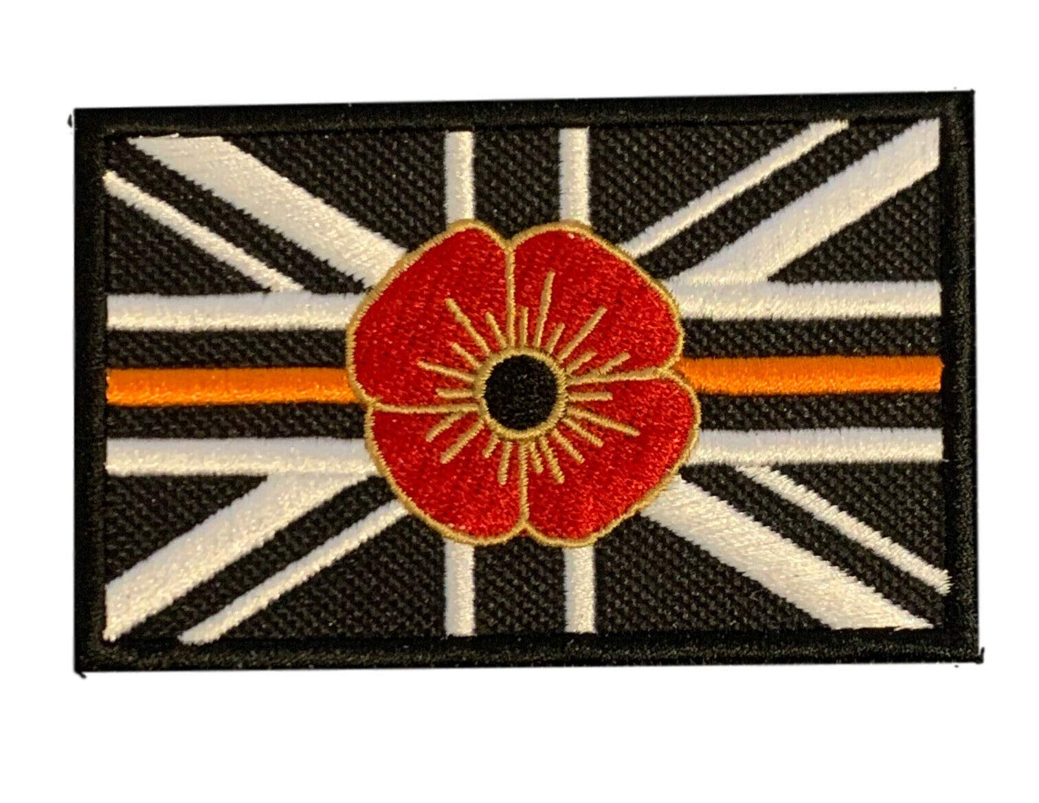 Smartbadge® Poppy Thin Orange Line Remembrance Day Embroidered Sew/Iron on Patch Badge (A)