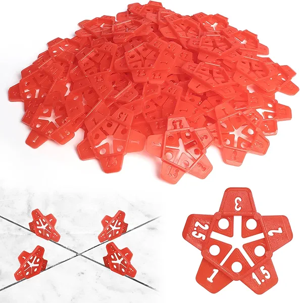 Tile Leveling System 1000PCS Reusable Tile Spacers Pentagram Plastic Shims for Various Types of Leveling, Upgraded 5 Different Sizes Easy to Use and Remove, Suitable for 1-1.5-2-2.5-3mm Gap