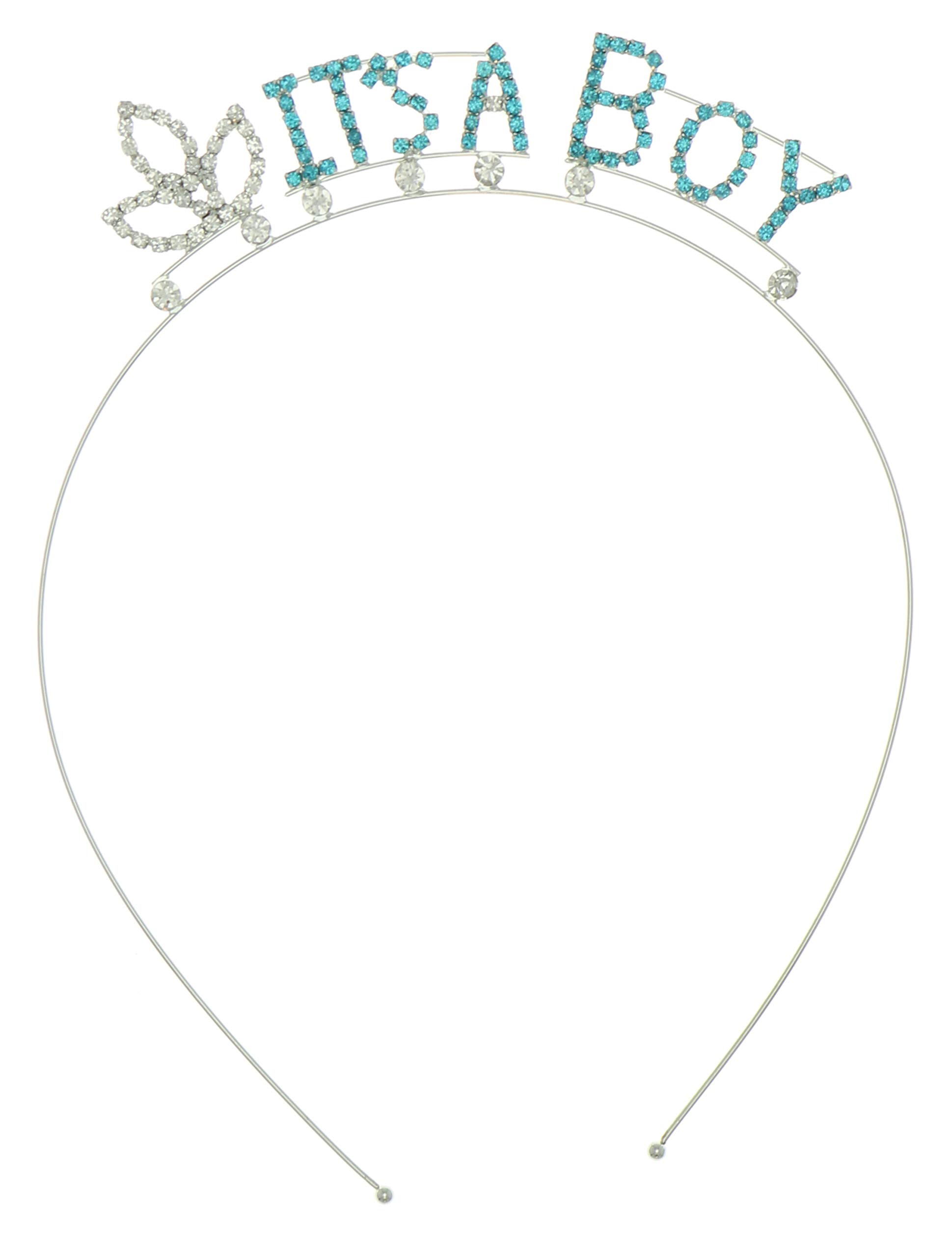 Crystal AveWomen's Mother To Be Gender Reveal Tiara Headband (Blue, It's A Boy)