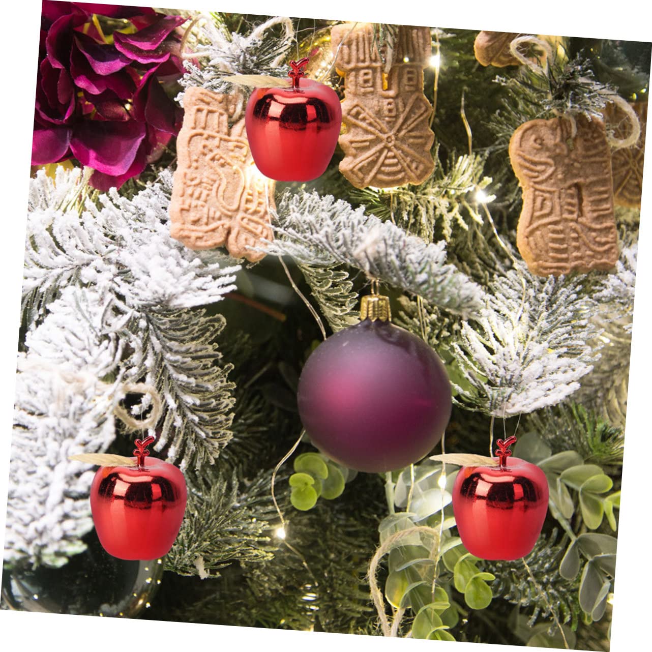 Alipis Décorations De Fête De Noël 60 Pièces Pendentif d'arbre De Noël Décorations D'Intérieur Pommes De Rouges Ornements en Plastique