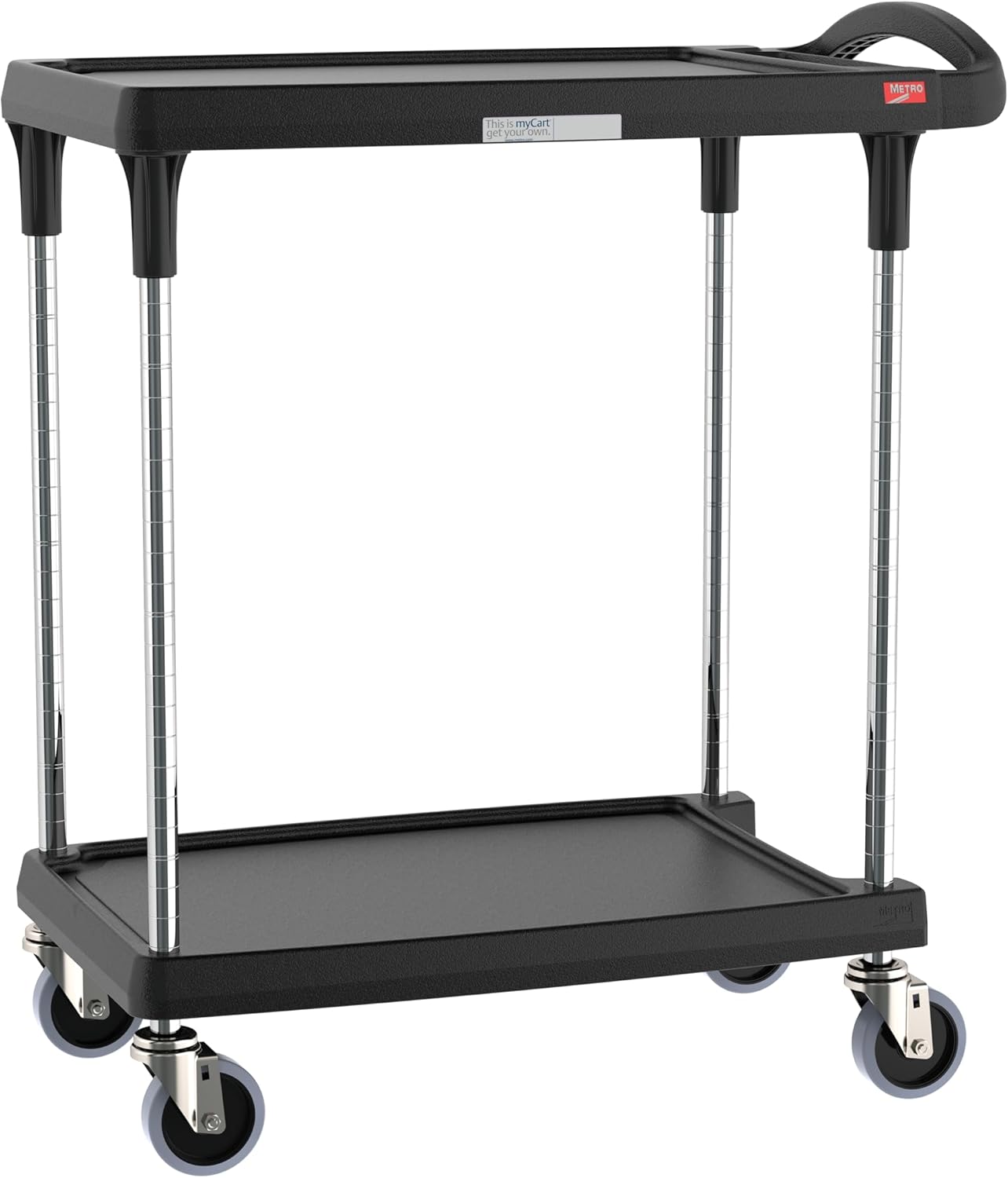Metro myCart Plus Utility Cart - Choose-Your-Height Adjustable Heavy Duty Rolling Cart for Home, Commercial and Industrial Use - 3-Shelf, 400 lbs Capacity - 23.9" W x 34.4" L x 35.5-39.5" H - Black