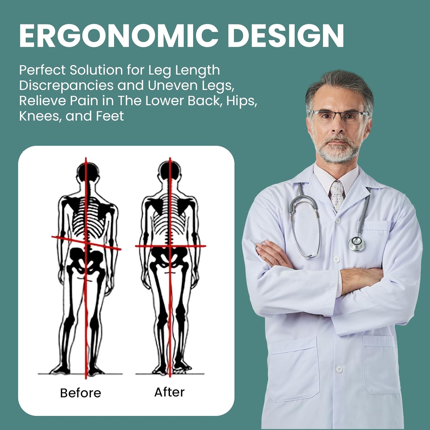 Heel Lift Inserts for Uneven Legs - (for One Foot) Welnove 4 Layers Adjustable Orthopedic Shoe Lifts for Women Men Leg Length Discrepancy, Heel Spur Pain - Increasing 1/4" 1/2" 3/4" 1 Inch, Medium - Image 3
