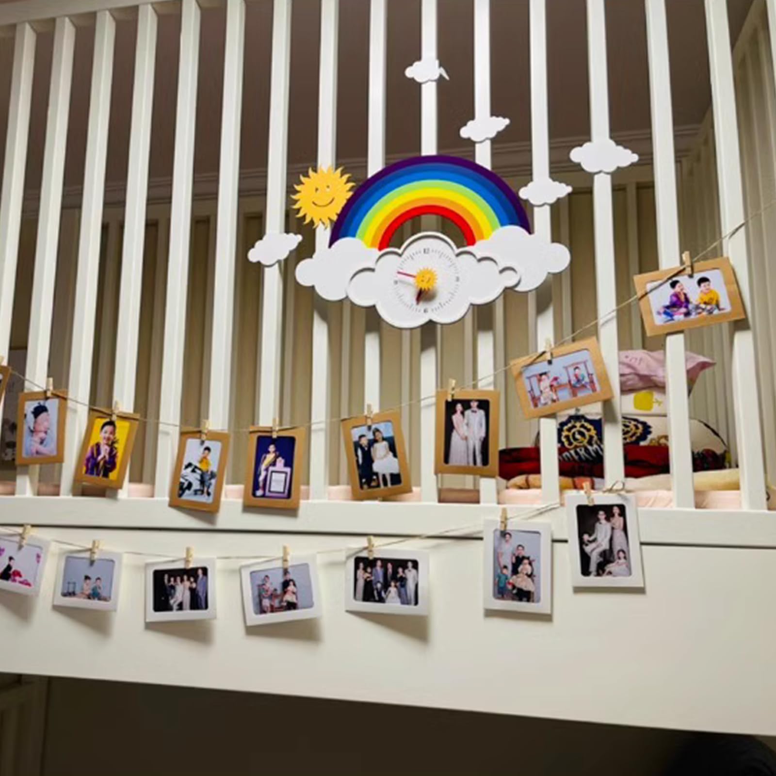 Cadres Photo en Papier 11,5 x 15,4 cm Lot de 90 avec Clips en Bois et Ficelle pour Décoration Fête