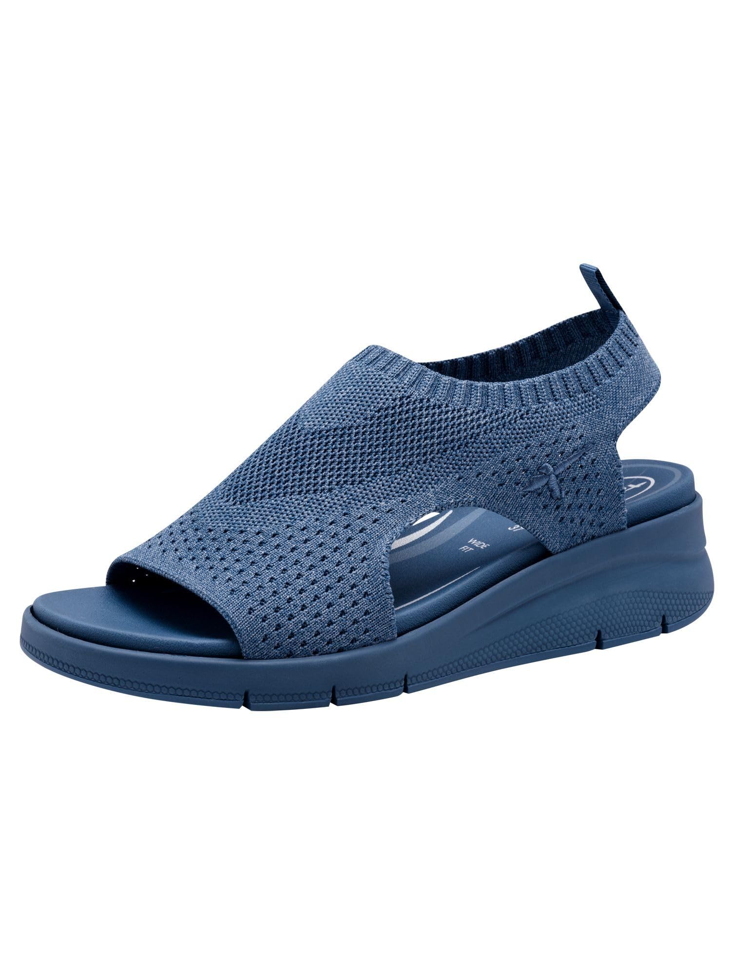 Tamaris Comfort Women’s Sandals with Heel Elastic Vegan, Denim, 3,5 UK