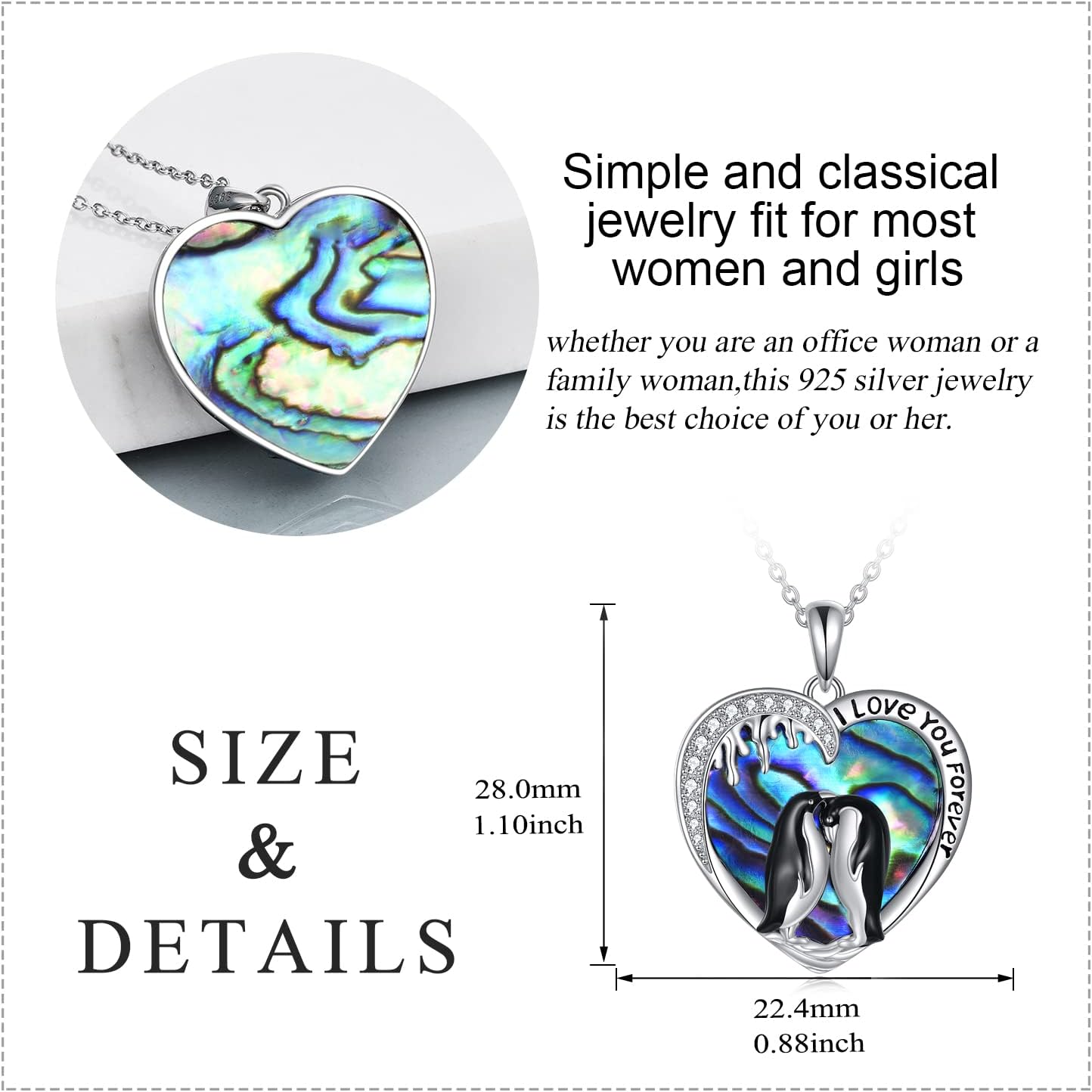 Penguin/Cat/Horse/Elephant/Wolf/Hummingbird/Giraffe/Eagle Pendant Necklace Sterling Silver I Love You Forever Animal Necklace Jewelry Gifts for Women - Image 5