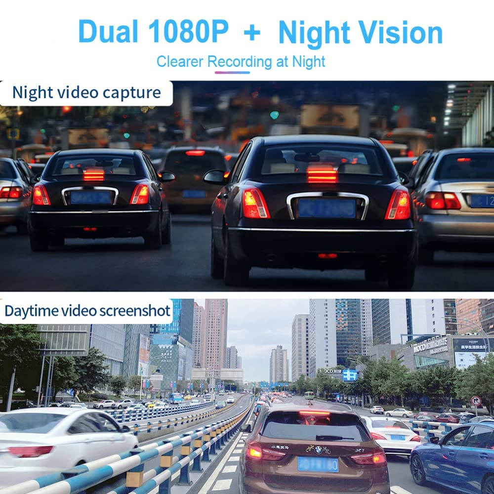 VSYSTO 3 pollici moto dash cam IPS schermo ad alta definizione WiFi GPS di monitoraggio automatico di parcheggio off/on visione notturna impermeabile doppia 1080P anteriore e posteriore