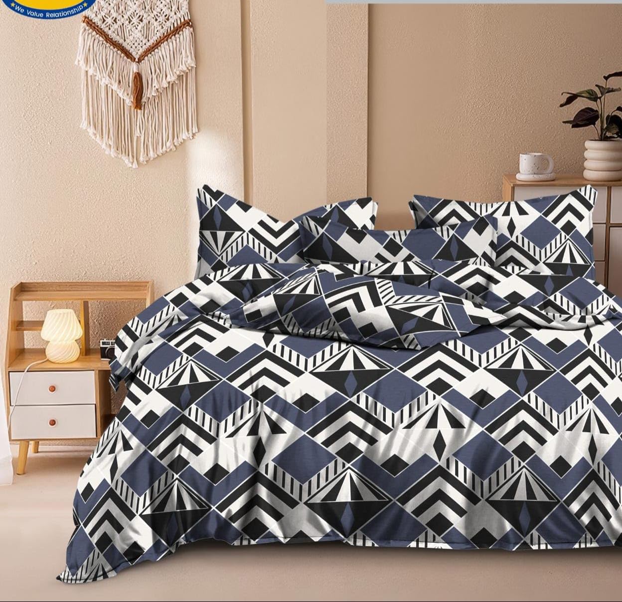1 Reversible Comforter Super King size108 x 108 inch Both Side Same Print 1 Bedsheet King Size 108X108 inch with 2 Pillow Cover (Comforter with Bedsheet)-Multicolor-image-15