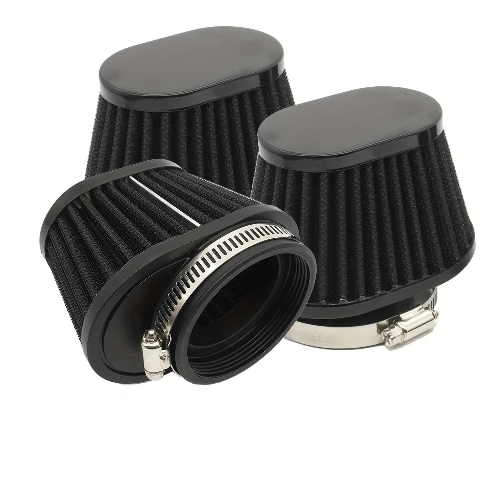 filtr powietrza zamienny Pasuje do motocykla uniwersalny czerwony stożek filtra powietrza 50-60mm wlot zimnego powietrza(Black 55mm)