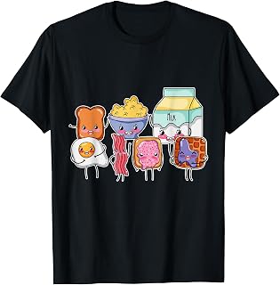 Cute Breakfast Characters Design Funny Breakfast Quotes T-Shirt