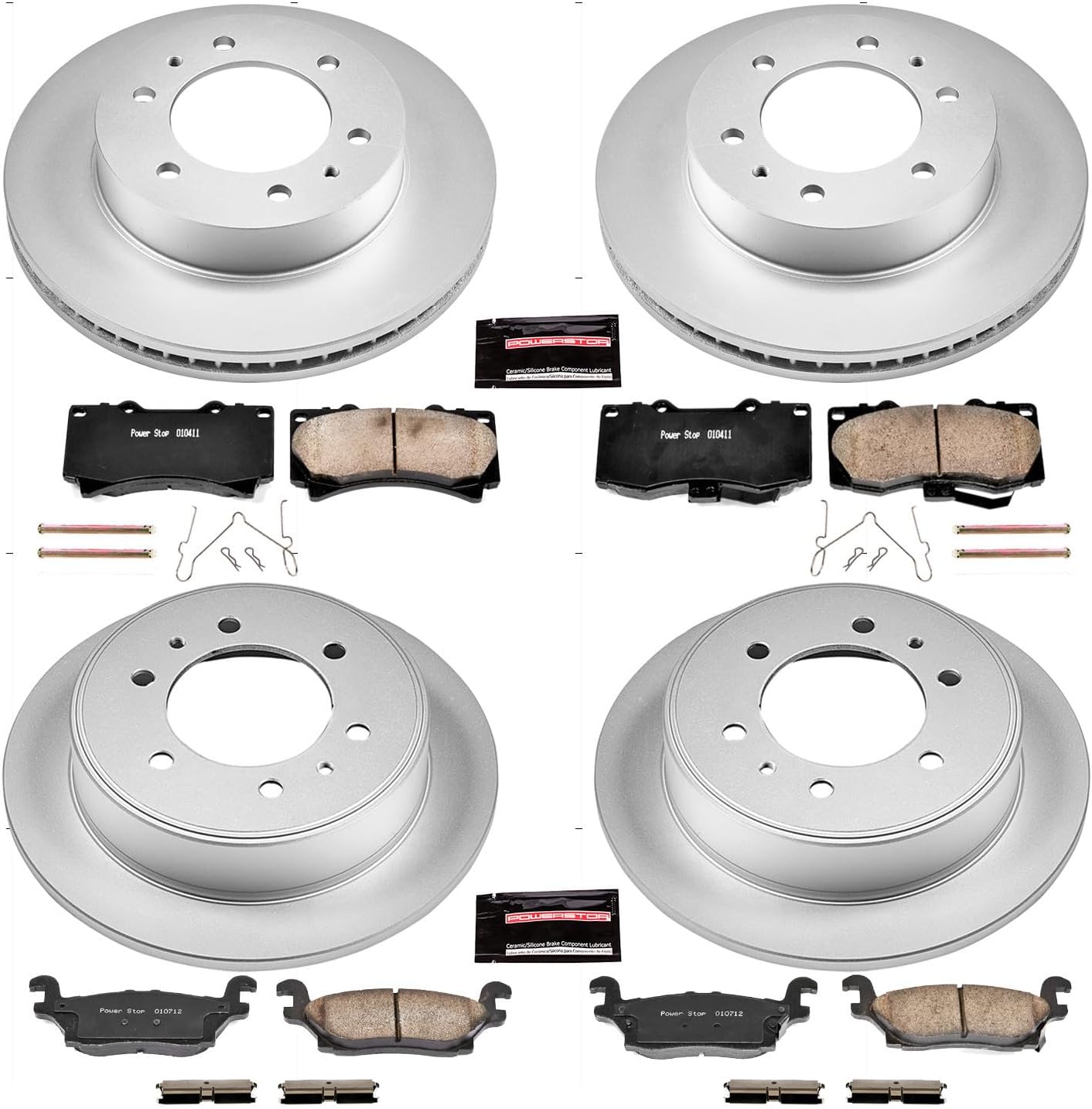 PowerStop Front and Rear Brake Kit For Hummer H3 2006-10 | Hummer H3T 2009-10 - Fully-Coated Disc Rotors with Z17 Ceramic Brake Pads Replacement, CRK2820