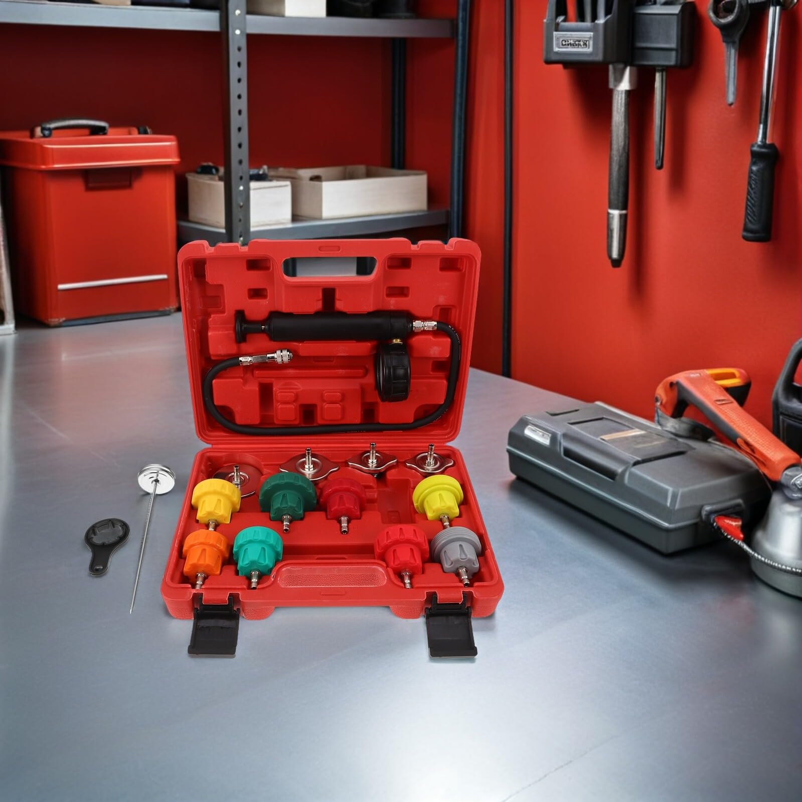 Alipis Tester Pressione Radiatore in Metallo e Plastica per Sistema di Raffreddamento Auto, Affidabilità Lungo Termine per Professionisti e Appassionati Fai-da-Te