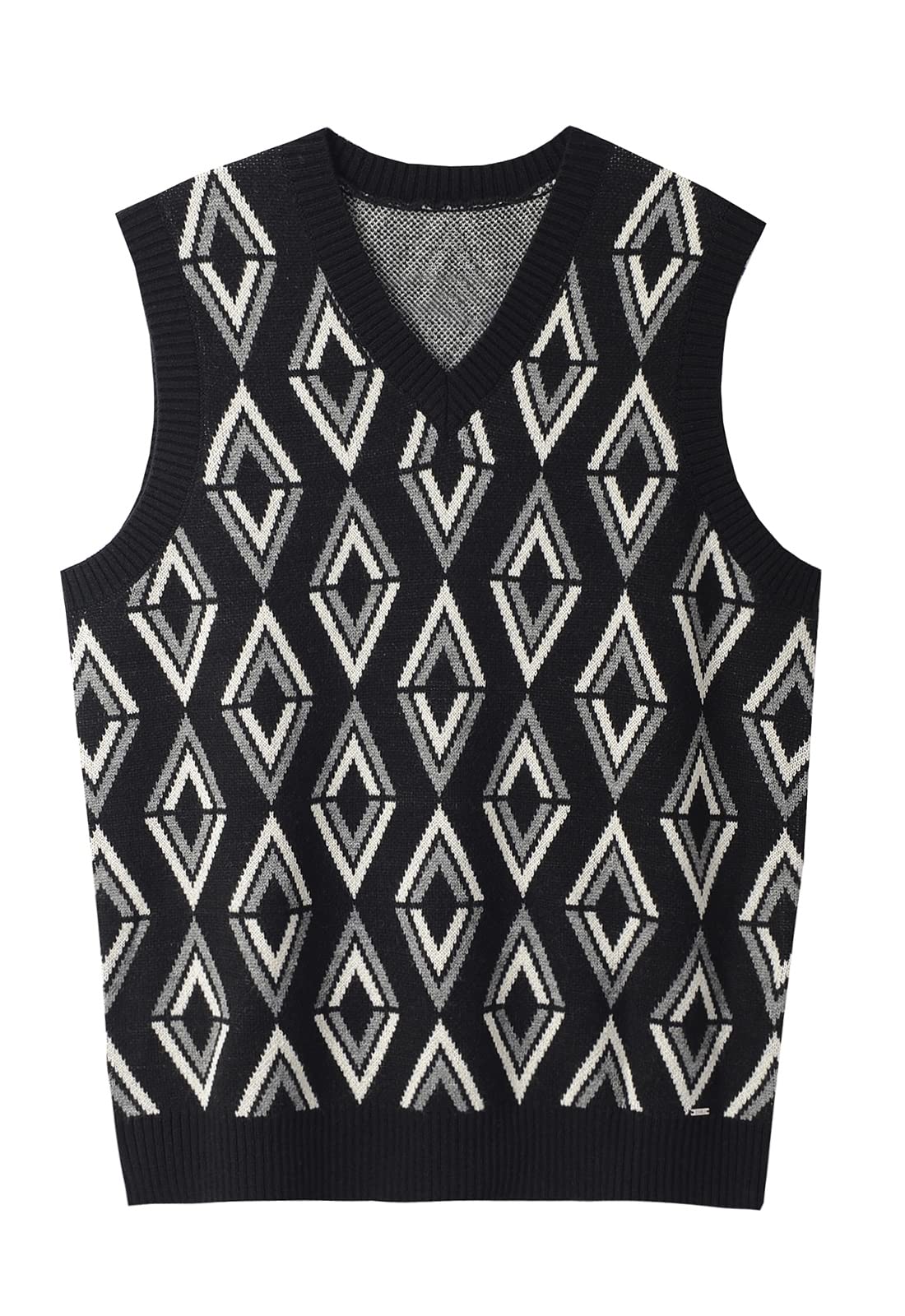 zhilifs Mens V-Neck Knitted Sweater Sleeveless Pullover Knitwear Vest Solid Plain Loose Fit All Match Sweater Tops