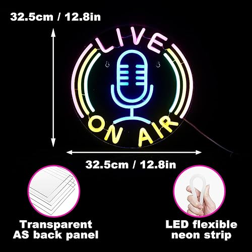 Miniatura 4 de Señal de Neón En Vivo Led Señales de Neón Decoración de Pared Señal de Neón En Vivo Luces de Neón En Vivo Alimentadas por USB 12.8X12.8 Decoración