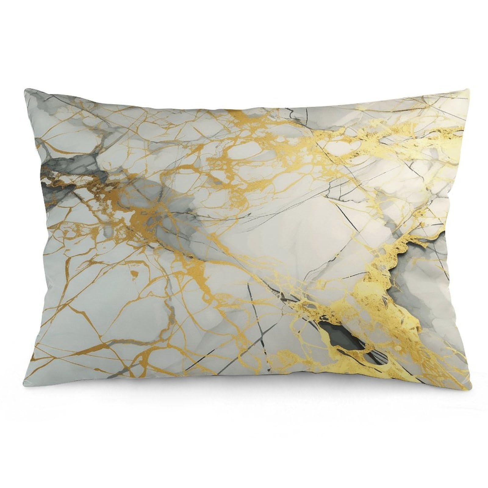2 Pack Pillow Cases for Hair and Skin, Soft Breathable Pillow Case Covers with Hidden Zipper, Marble Surface Pillowcase 16 "x24 Pillow Covers for Sleeping Gift