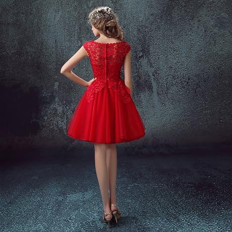 Snowskite Girls High Neck Lace Prom Dress - Short Graduation Party Homecoming Gown