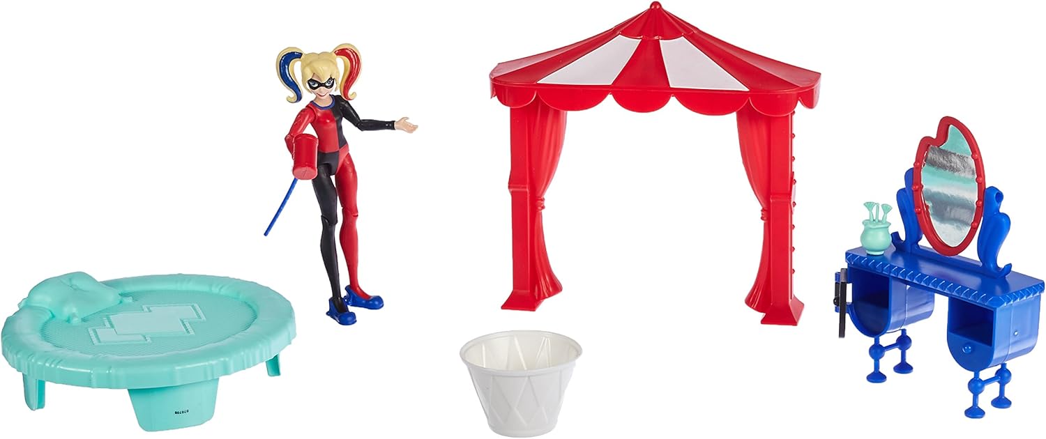 DC Super Hero Girls Poison Harley Quinn Figure Bedroom Set, 6"