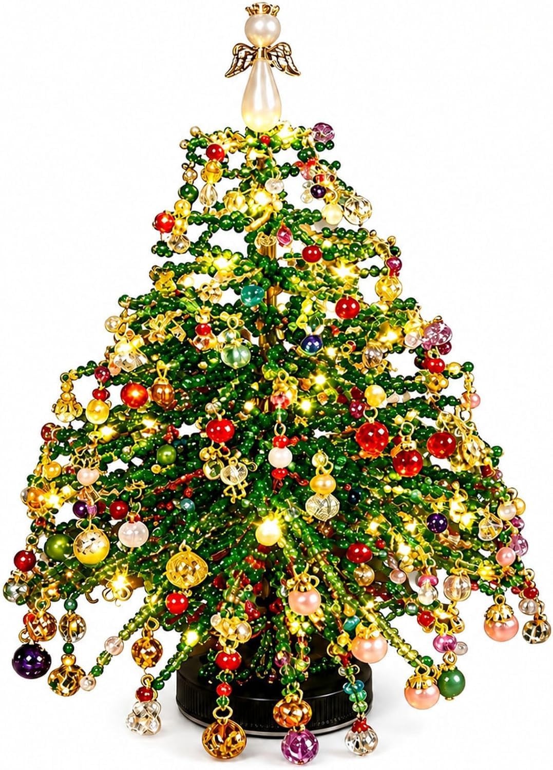 DIY Beaded Christmas Tree Kit, 3D Crystal-Style Lighted Tabletop Decor