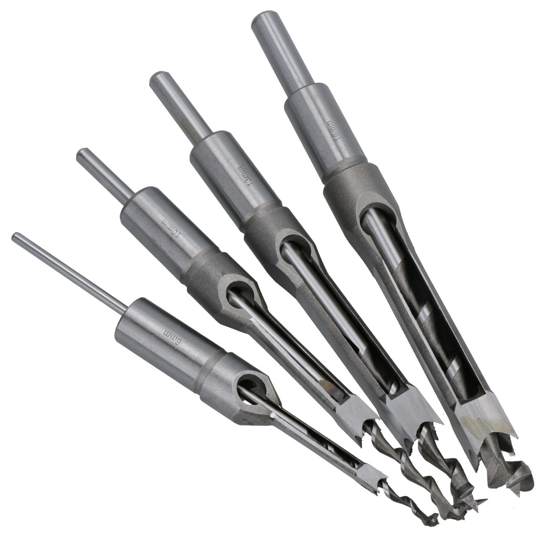 4pc Ensemble d'outils de forage de mortaise 6,10,13 et 16mm dans le bois Ciseaux à bois Boîte TE665