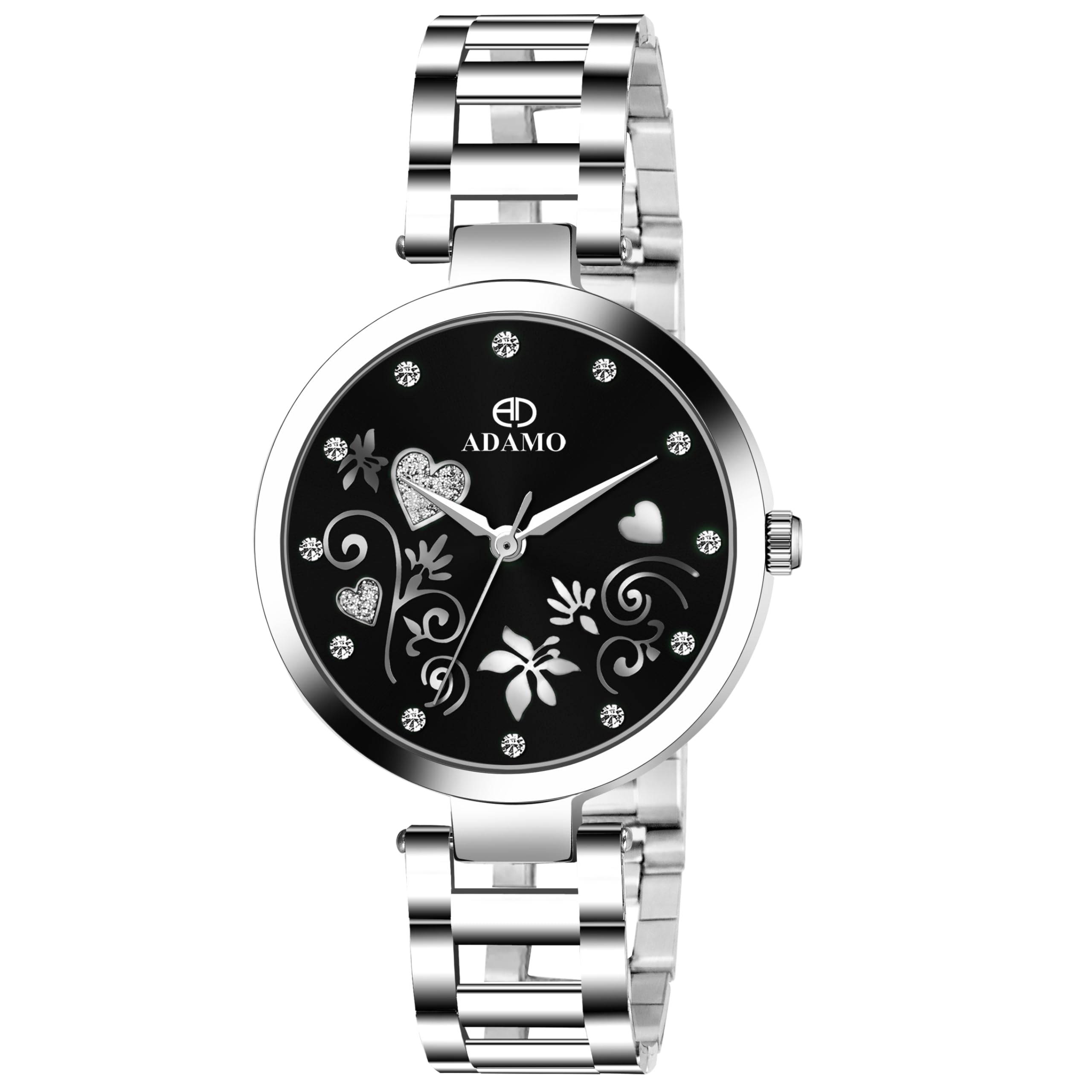 ADAMO Enchant Black Dial Round Shape Womens & Girls Watch 882SSM02 (B0CRNSYQ2H) Amazon Price History, Amazon Price Tracker