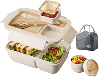 Lunch Box Adults, Bento Box Set with Utensils, Lunch Bag, Oats Container...