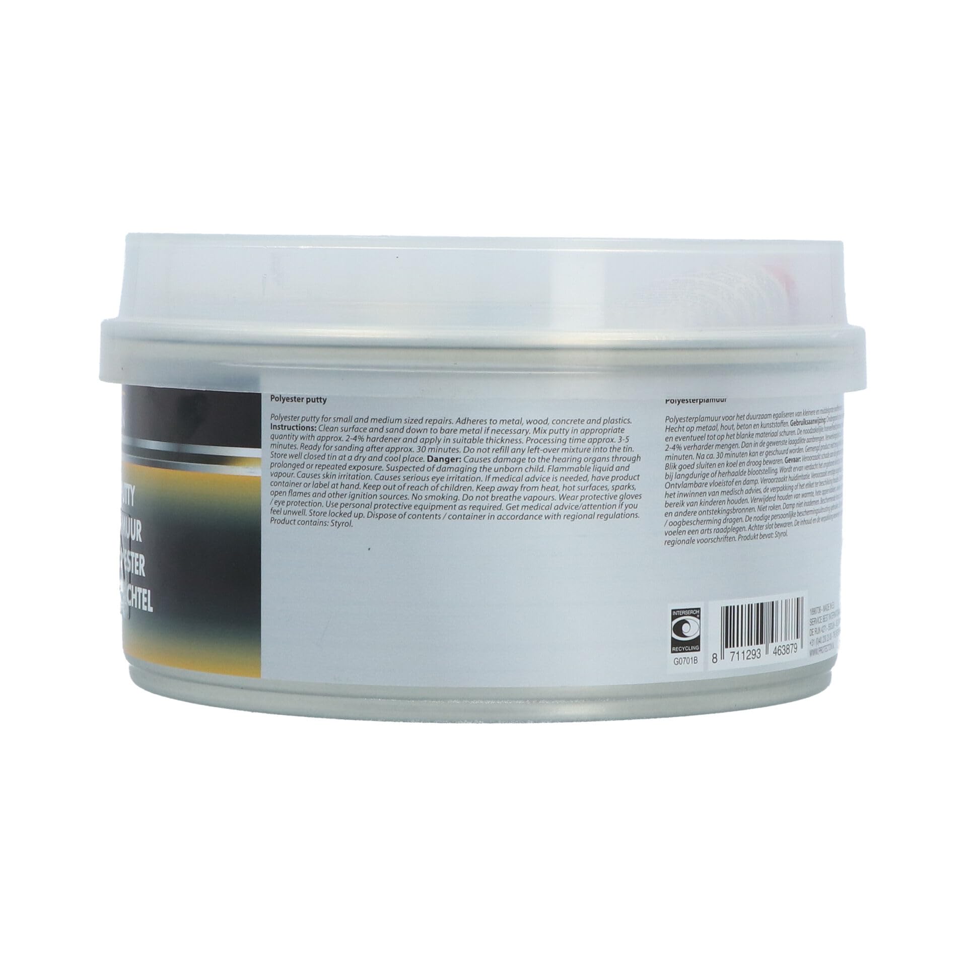 Protecton Mastic de polyester 1kg, Noir