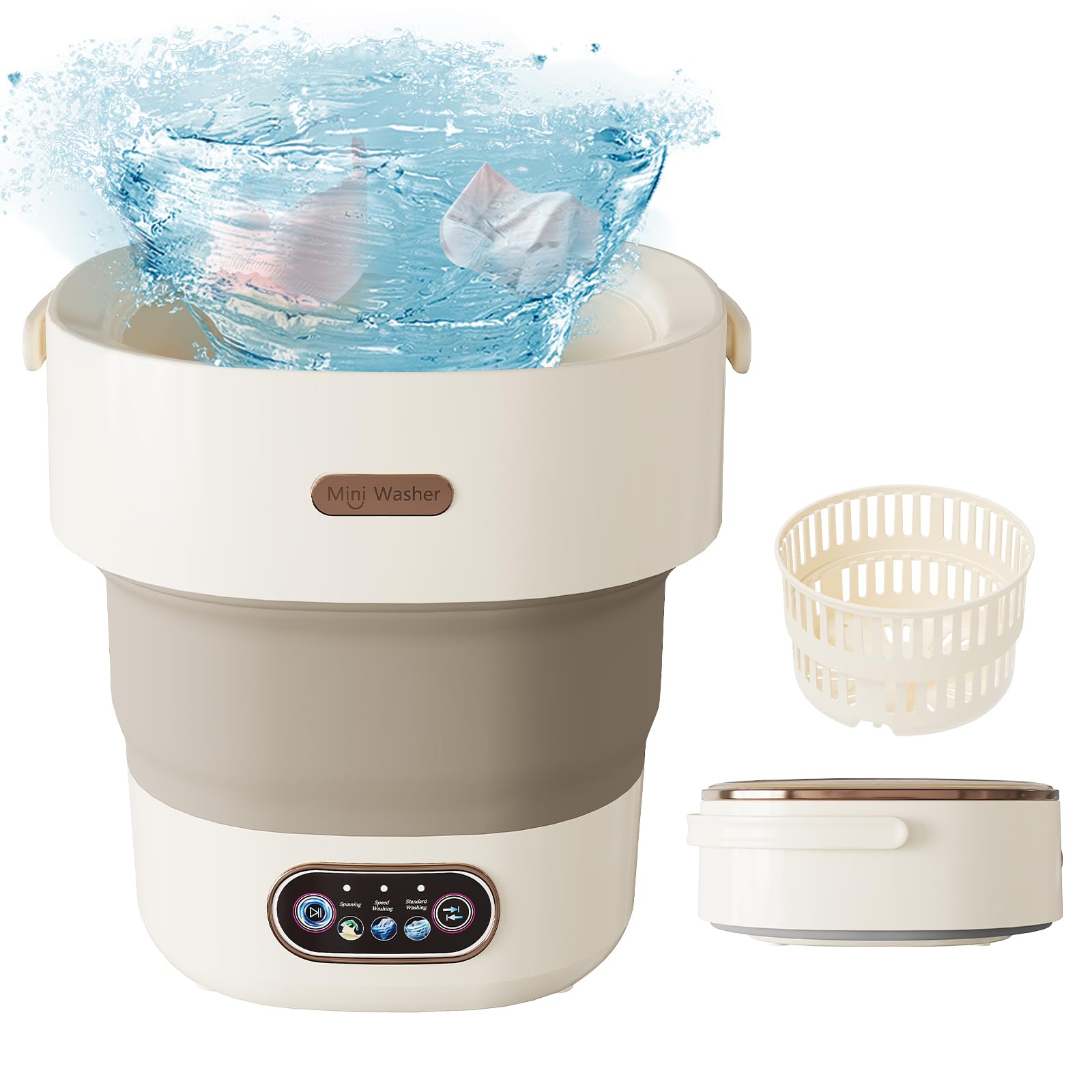 Mini lavadora plegable de 12 – 13 L, compacta y portátil, silenciosa, ahorro de energía, con centrifugado, para apartamentos, ropa interior y bebé, calcetines, ropa pequeña
