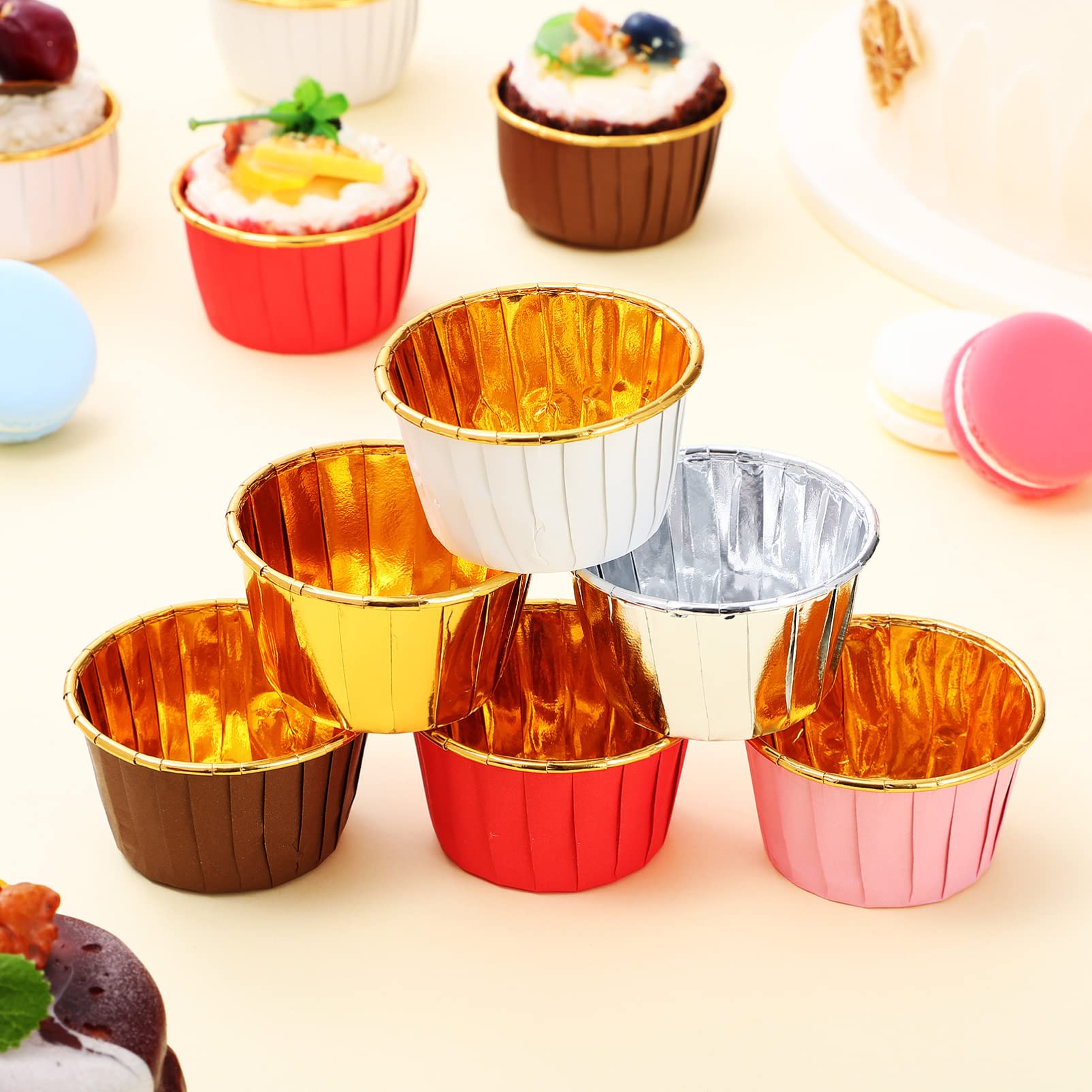 300 Pièces Tasse De Rouleau De Muffins Moules à Muffins Moules à Cupcakes Pour La Cuisson Résistant à L'huile Alèses Jetables Papier Composite Laminé Sertissage Coupe