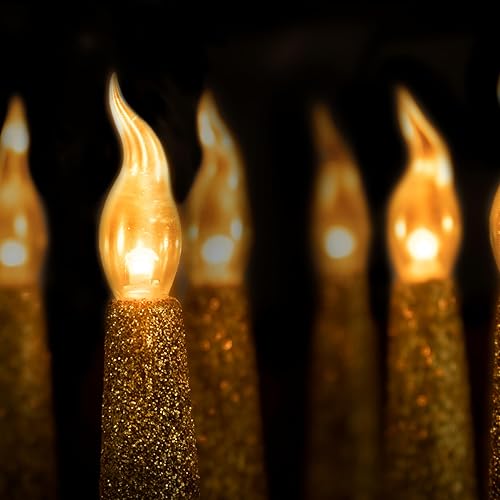 Vista 33 de Furora Lighting - Velas largas LED sin llama, para ventana, a pilas, velas eléctricas con función de temporizador de 6 horas Oro 11.5