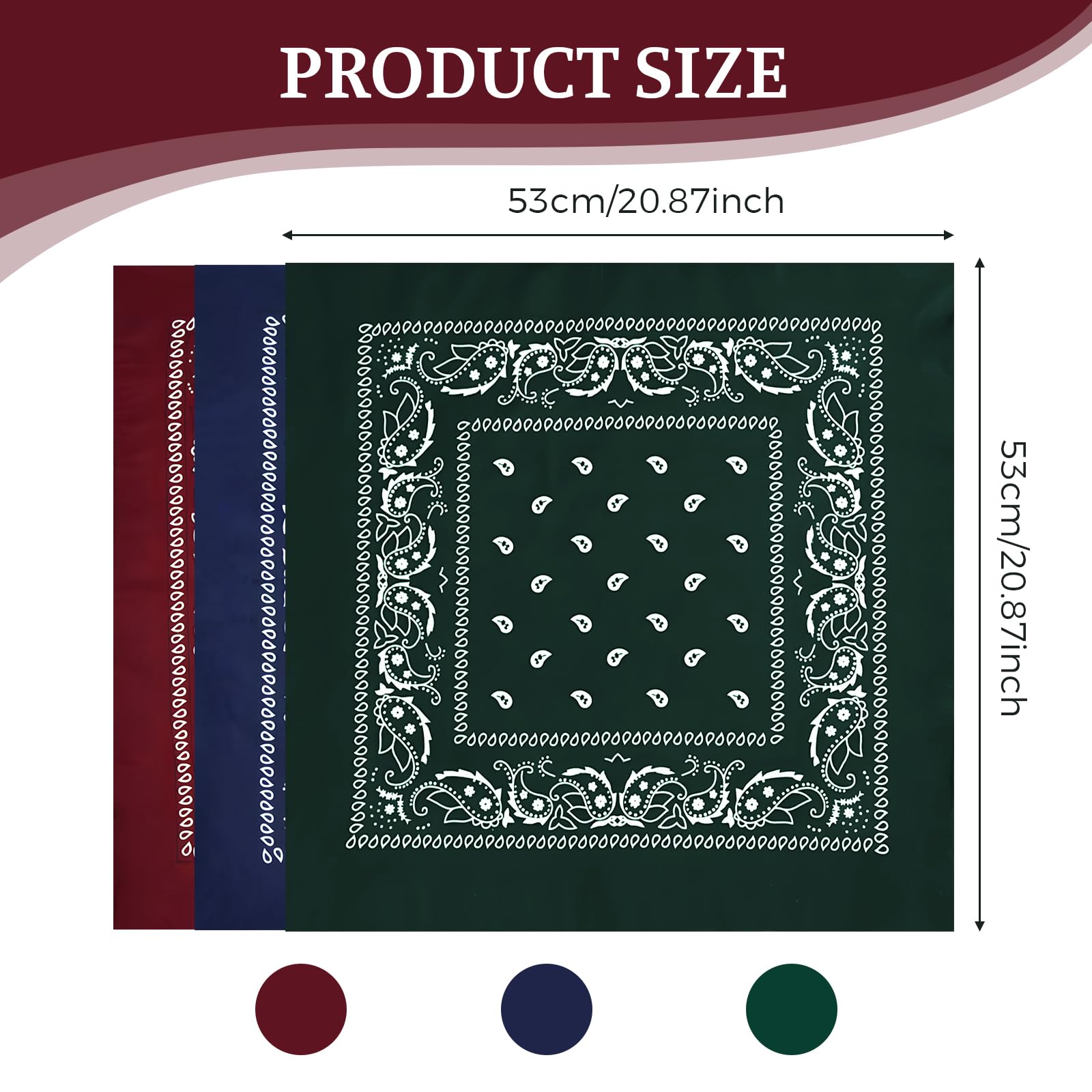 3 Bandanas Multiusos con Estampado Paisley, Unisex, Diademas, Diademas para Mujer y Hombre, Accesorios Vaquero
