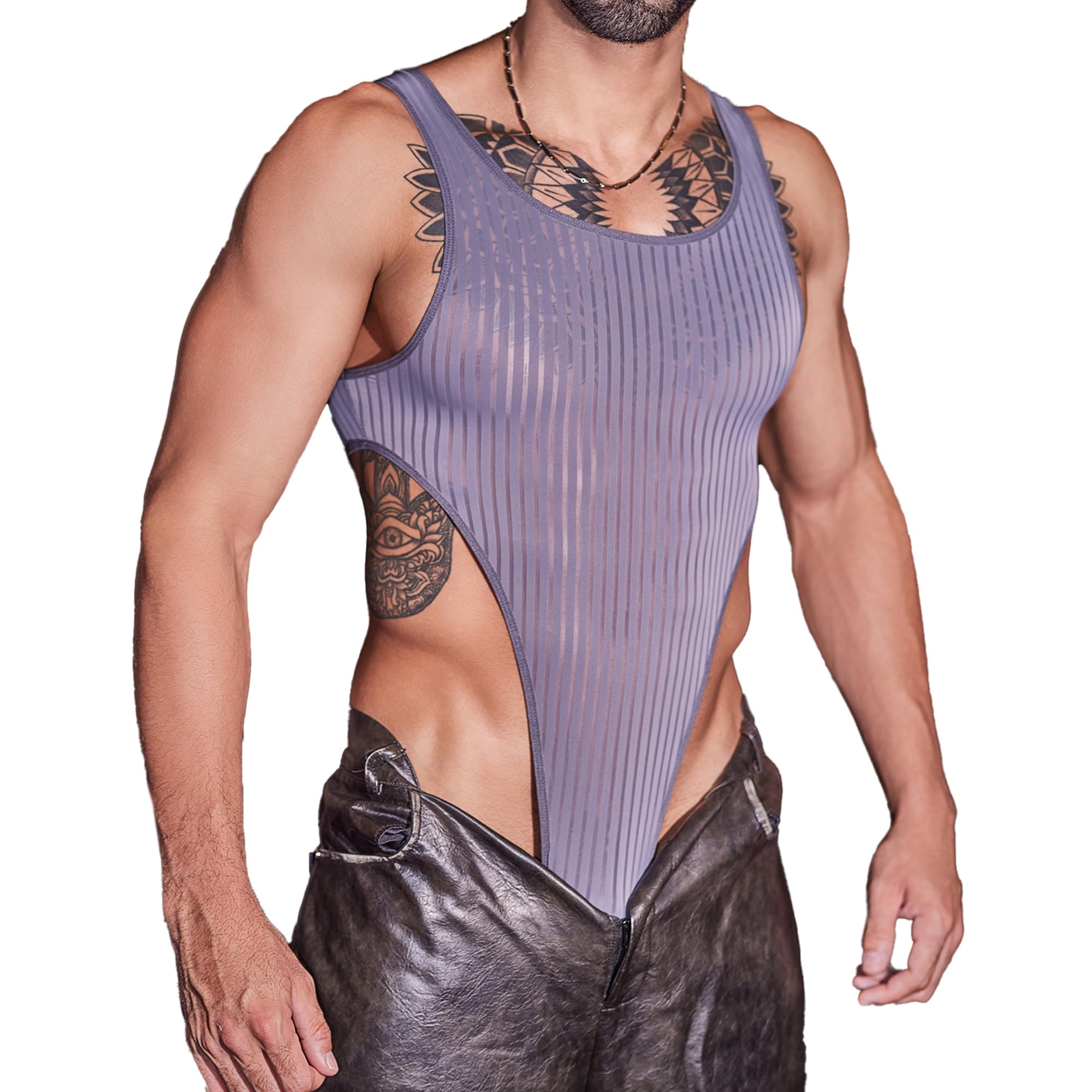 Bodysuits para hombre YUFEIDA sin costuras visibles y entrepierna abierta 6