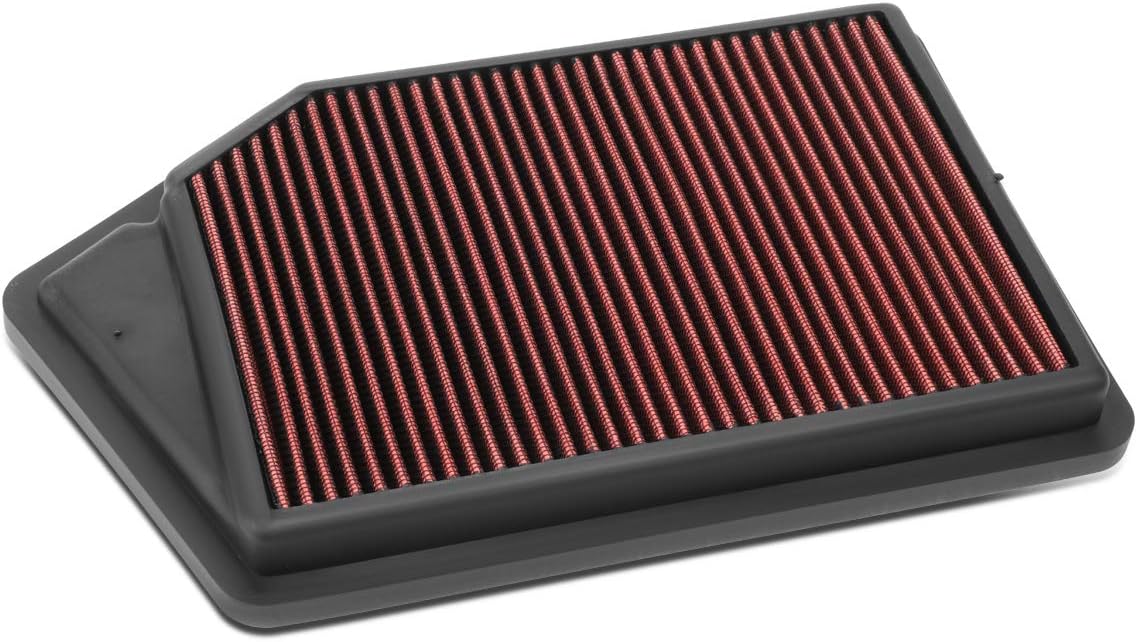 Auto Dynasty High Flow Engine Air Panel Filter Drop-in Reusable & Washable Compatible with Acura TLX Honda Accord 2.4L I4 K24W1 K24W7 2013-2020 (Red)