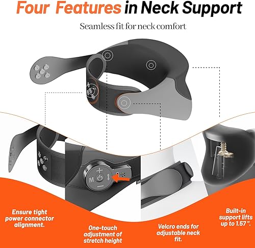 Miniatura 4 de Masajeador térmico 3 en 1 de altura ajustable de 15 intensidades, soporte de postura de cuello para uso doméstico (gris)