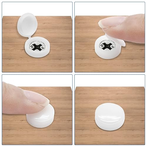 Miniatura 10 de PHITUODA Tapas negras con bisagras para rosca, arandelas de plástico con tapa abatible, tapas de tornillo para cabeza de tornillos Phillips,