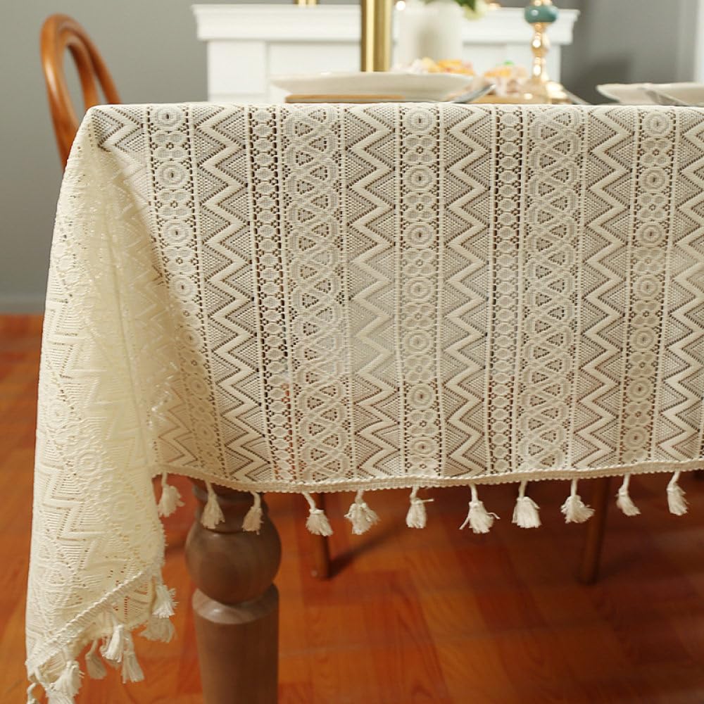 Nappes vintage en dentelle napperons carrés beiges couverture de table