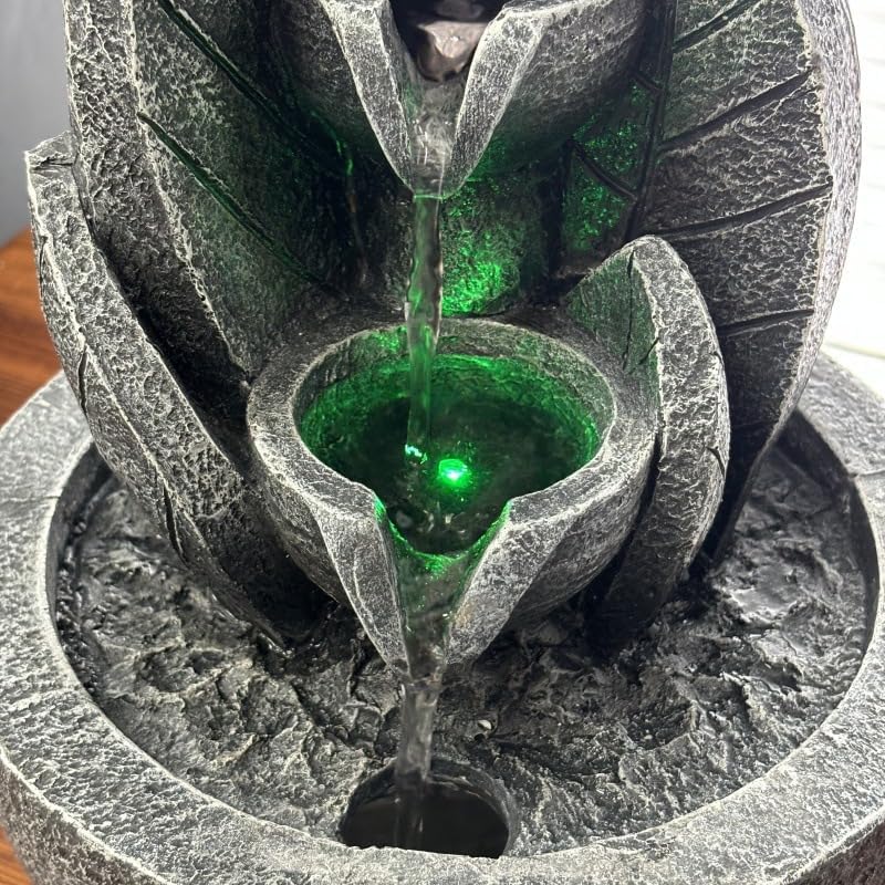 BTMDECOR Zen 卓上噴水 天然クリスタル4個付き - ハンドメイド樹脂製